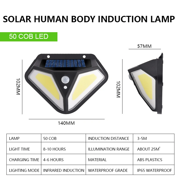 New Solar Wall Lamp Two-Sided 102LED Human Body Induction Lamp Outdoor Courtyard Garden Villa Wall Lamp