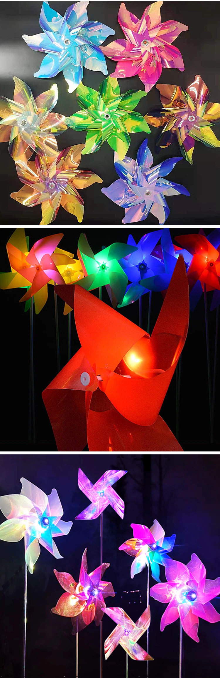 Solar Powered LED Pinwheel Lamp Multi-Color RGB Creativity Outdoor Decoration Windmill Light for Courtyard Garden Park