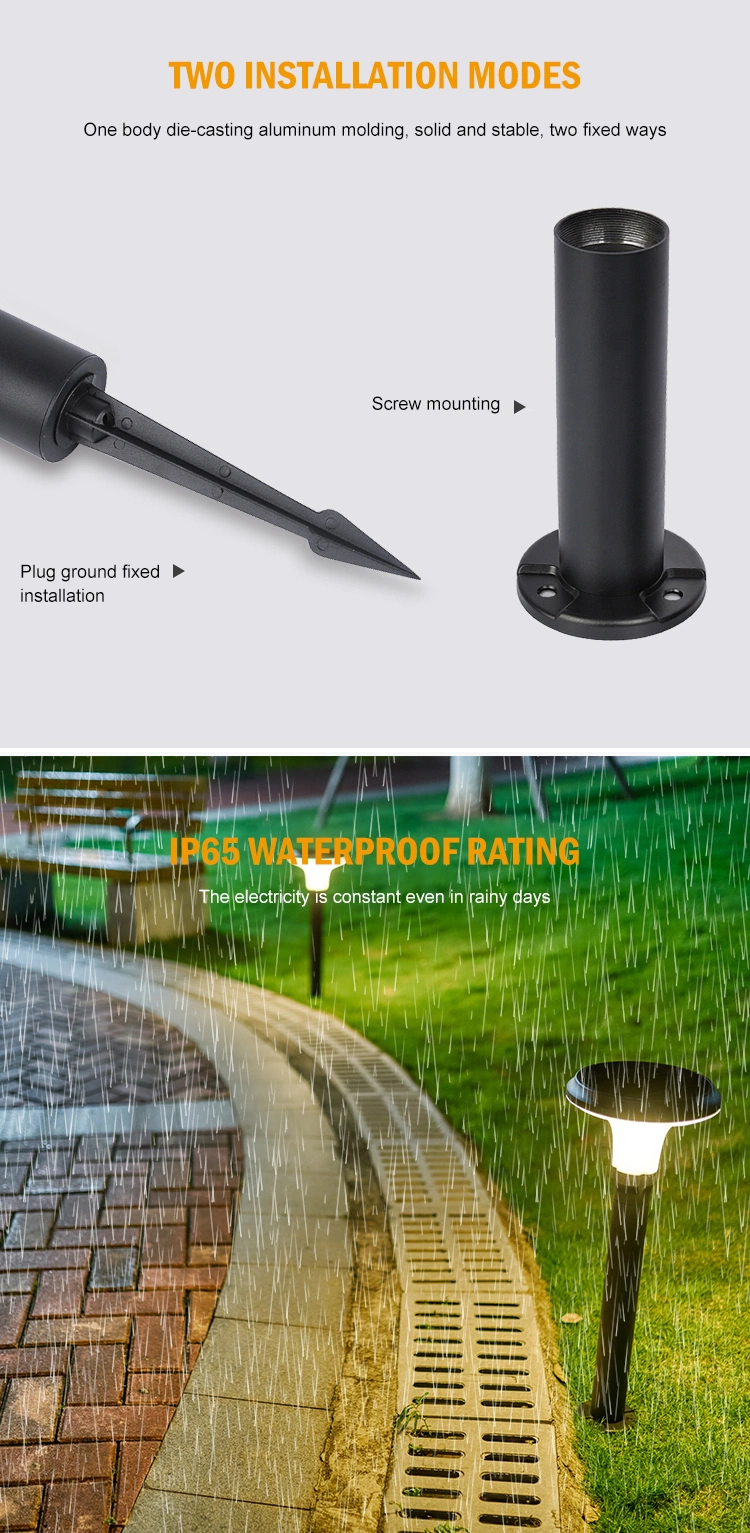 Pathway Courtyard Park Garden Outdoor IP65 Bollard 5W LED Solar Lawn Lamp