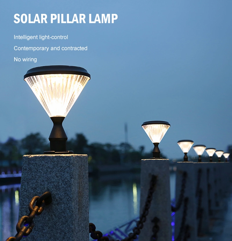 Solar Power Generation Column Lamp Hourglass 2 Watt Outdoor Garden Villa Courtyard Decoration Light