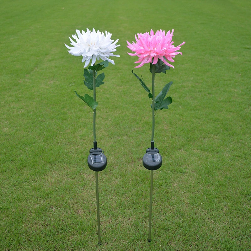 LED Chrysanthemum Flower Stake Light Solar Energy Rechargeable for Outdoor Garden Patio Pathway Porch Backyard Esg16588