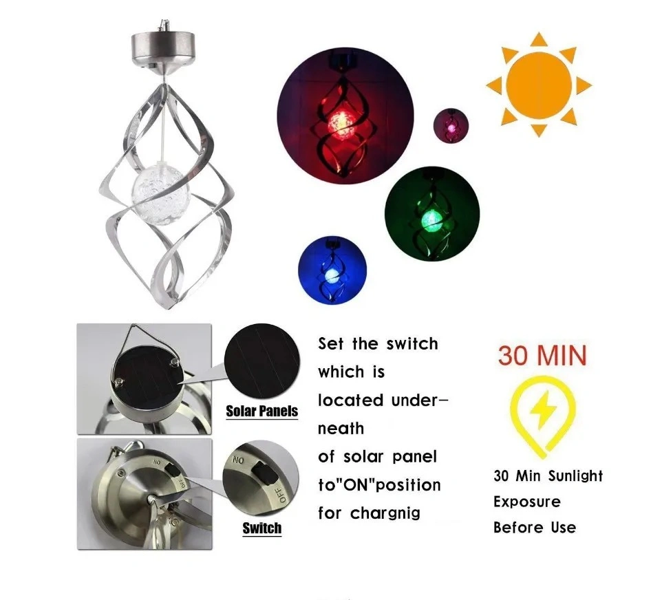 Hot Selling Solar Chandelier Colorful Decorative Power Lamp Hanging Wind Bell Lights