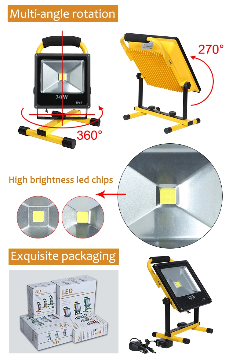 Top Quality Low Price COB Backyard IP65 Portable 50 100 Watt Rechargeable LED Flood Light