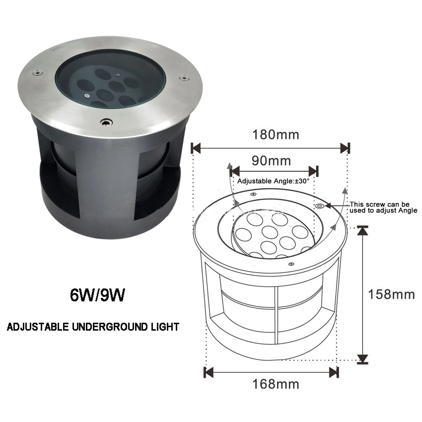 2023 New LED Tiltable Adjustable Angle Stainless Steel Outdoor IP67 Buried Inground Garden Floor Underground Lamp