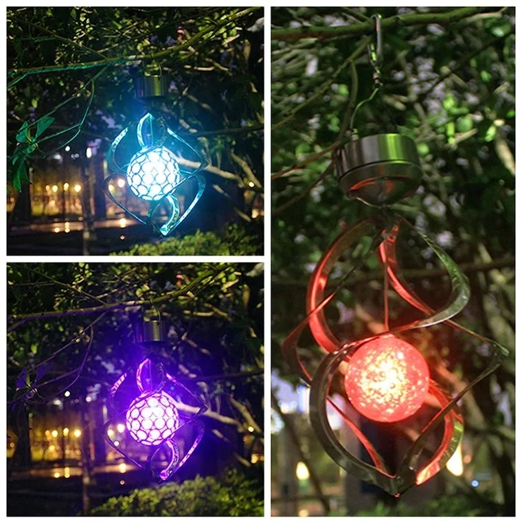 Hot Selling Solar Chandelier Colorful Decorative Power Lamp Hanging Wind Bell Lights