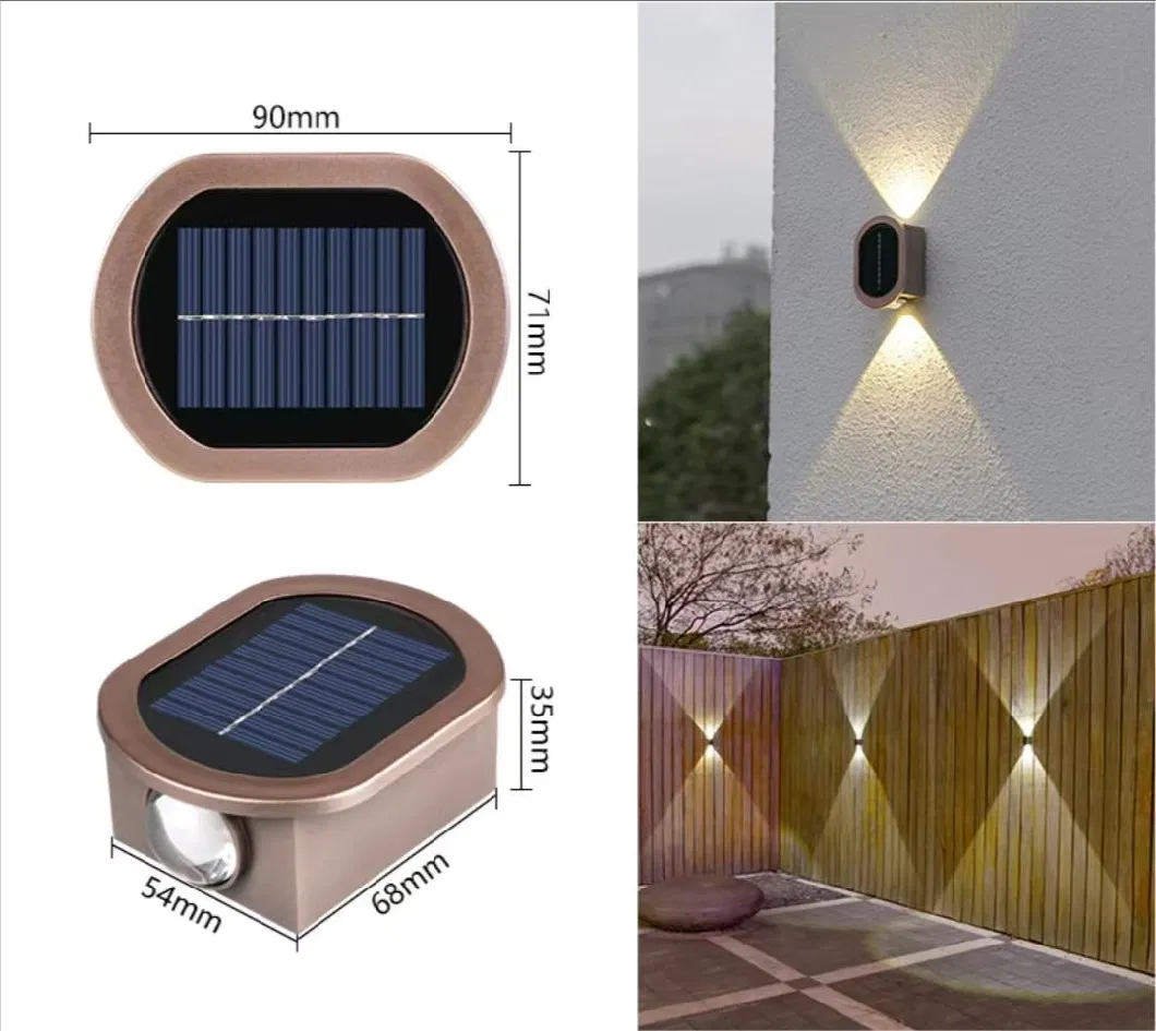 Solar Light for Garden Courtyard up and Down Wall Lamp with 2 LED Lights