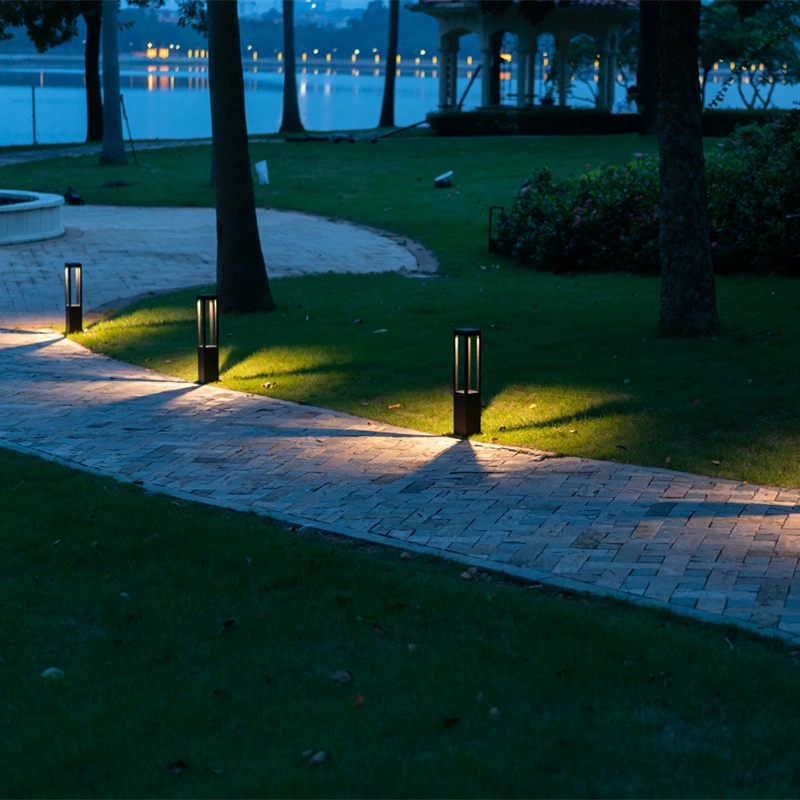 GU10 Socket Square Aluminum IP65 Outdoor Pathway Park Landscape Post Bollard Lawn Garden Light