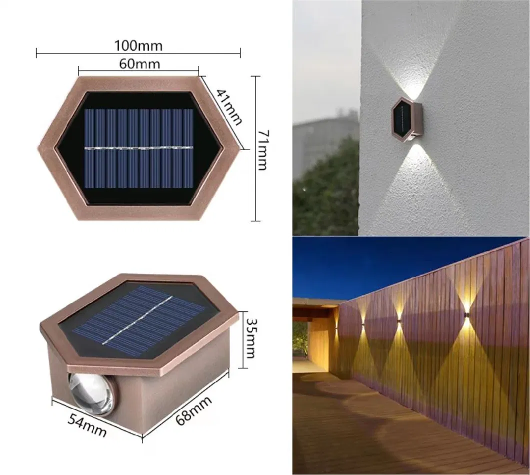 Solar Light for Garden Courtyard up and Down Wall Lamp with 2 LED Lights