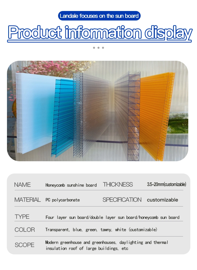 8/10/12/16/20mm Polycarbonate Hollow Panel Greenhouse Sunlight Panel