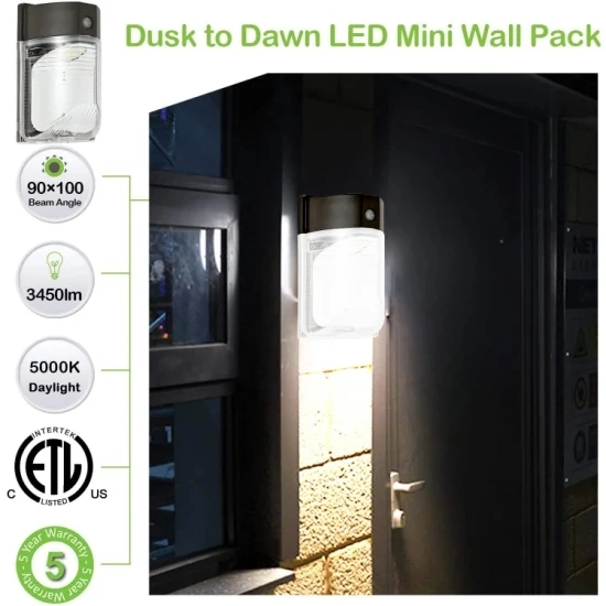 5000K Daylight Dusk to Dawn Outdoor/Entrance Security Light Al2801-15W LED Wall Pack Light