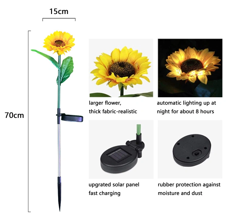 Solar Sunflower Ground Lamp Garden Courtyard Simulation Flower Landscape Lamp