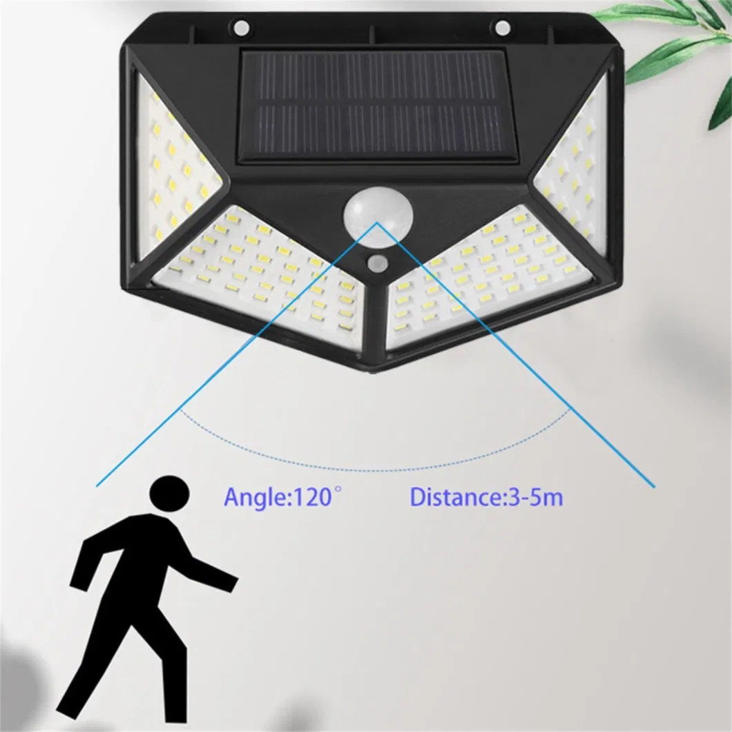 100LED Security Waterproof Outdoor Super Wall Motion Street Garden Solar Light for Front Door Back Yard Garage