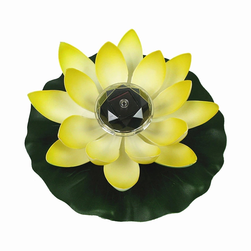 Solar Powered LED Flower Light Artificial Lotus Shape Floating Fountain Pond Garden Pool Lamp LED Night Light Solar Pool Light