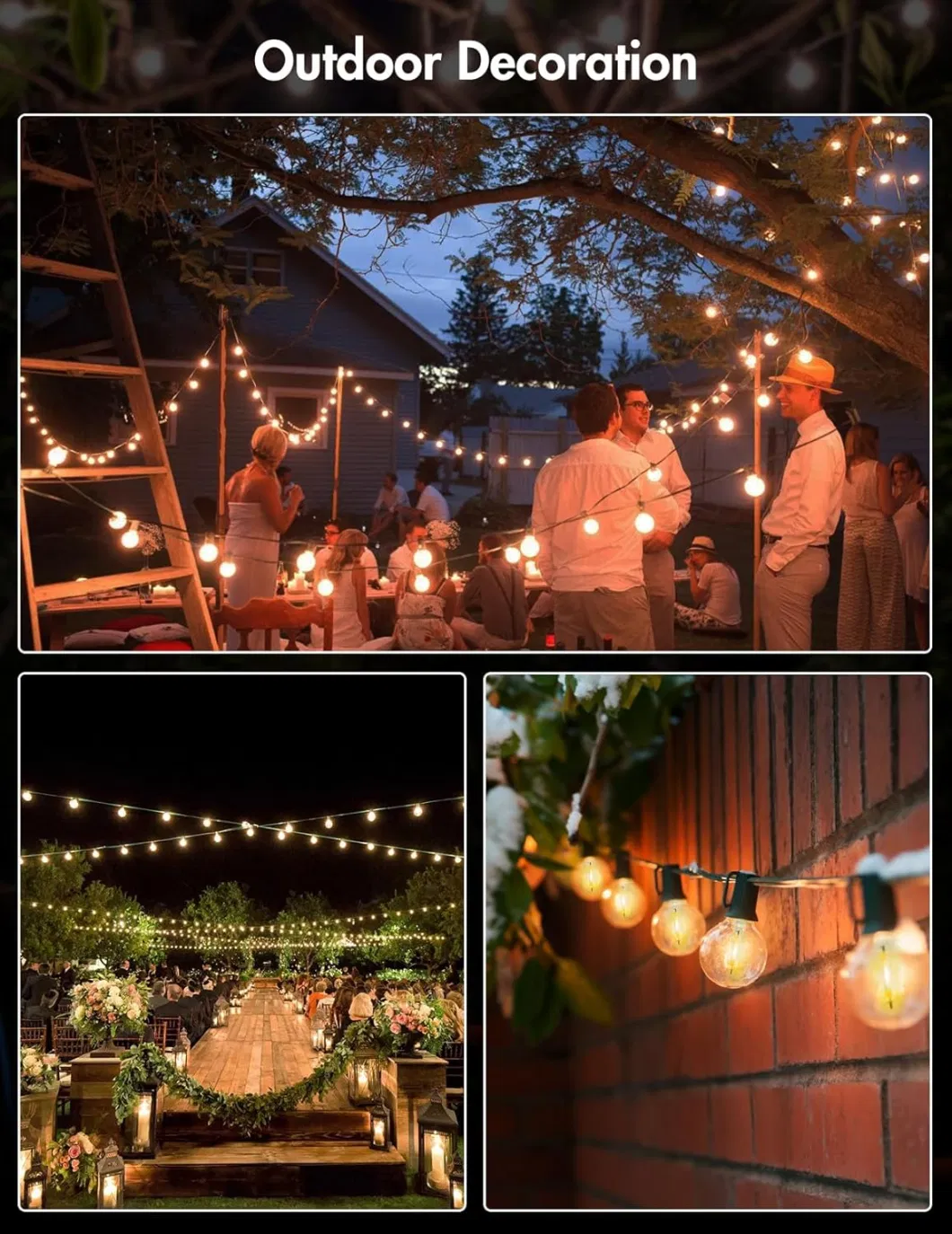 Halolite G40 Tungsten Bulb Waterproof Outdoor Wedding Party Patio String Light