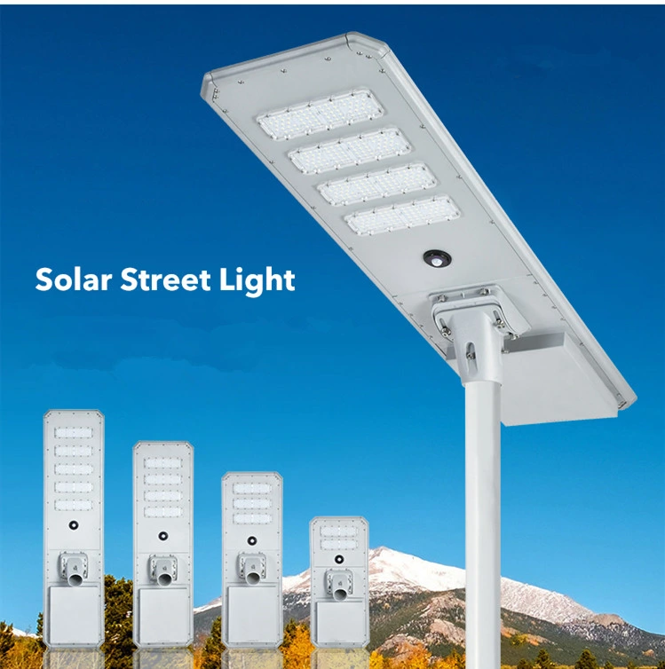 Grey Integrated Solar Dusk-to-Dawn LED Street Light 80W Solar Lights for Yard