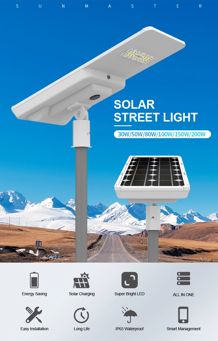 Waterproof IP65 100 Watt 200 Watts 300W 400W 500W Auto Outdoor Commercial Garden Solar LED Street Light