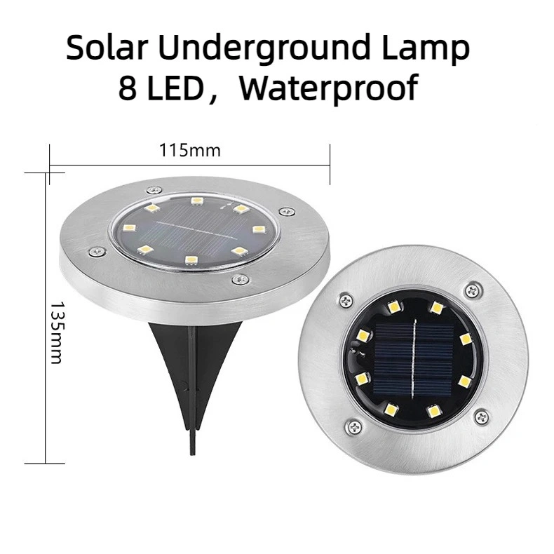 Solar Underground Garden Lights Lawn Pathway Buried Lamp Outdoor Waterproof Sidewalk Bright Landscape Inground Light