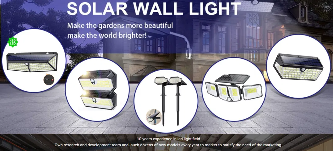 IP65 Solar Lights Outdoor 66 LEDs 2200mAh Super Bright Spotlights 2-in-1 Waterproof Security Wall Lights Solar Garden Light