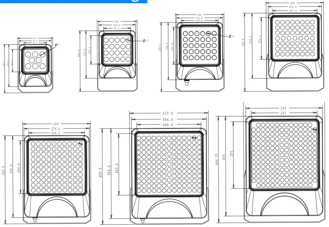 Factory Price 10W 20W 30W 50W 100W 150W 200W IP66 Waterproof LED Flood Light with Narrow Beam for Outdoor Sport Field