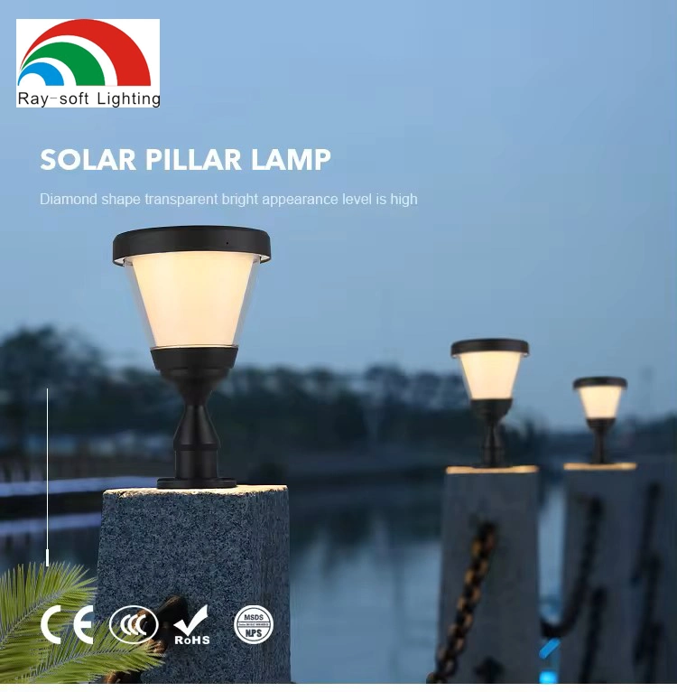 New High Lumen Good Brightness Waterproof Decorative Gate Post Garden Villa Aluminum Solar LED Pillar Light