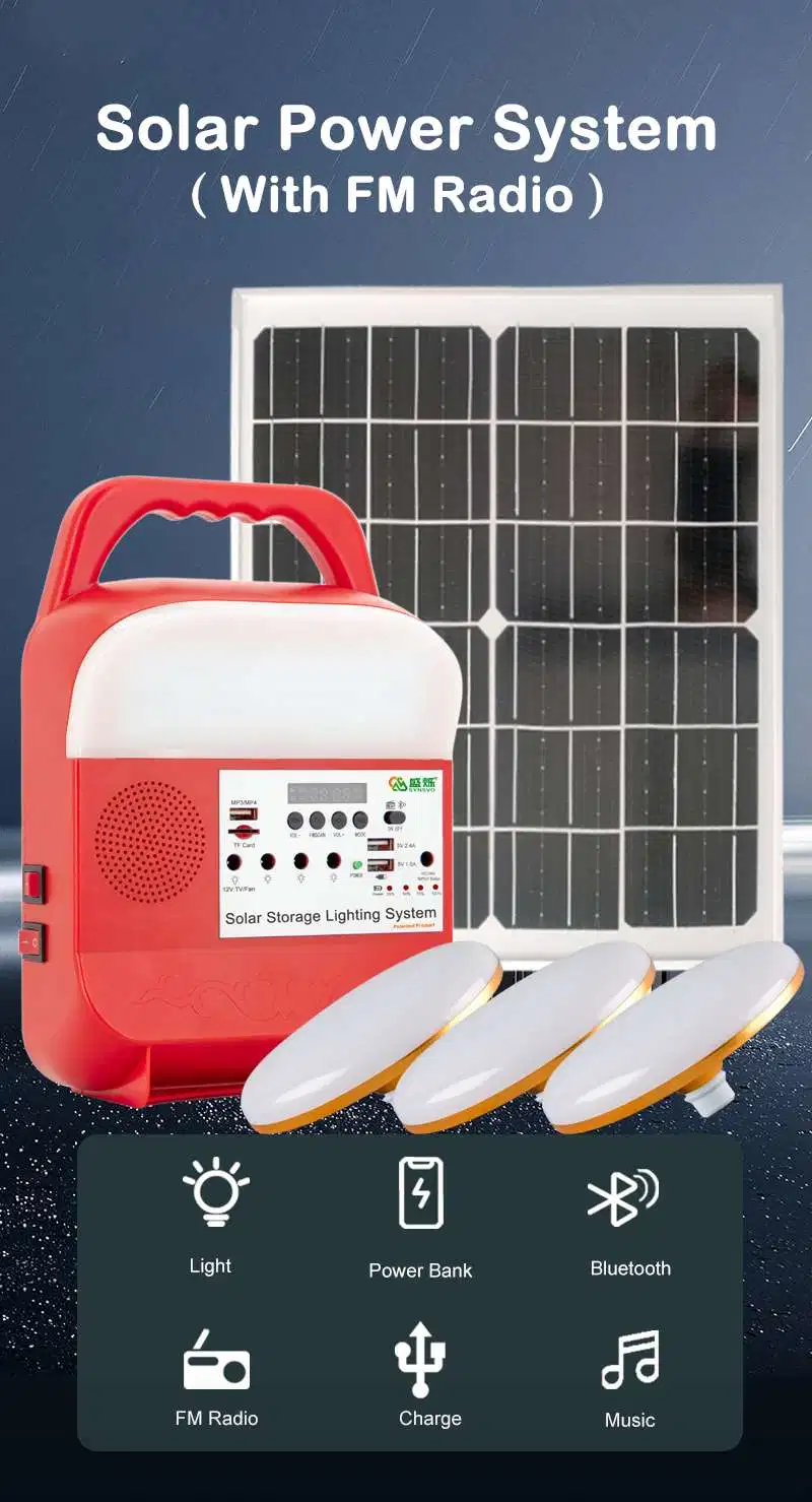 Mini Portable Small Solar Generator Lithium Battery Solar Energy System with Radio and LED Blubs for Home Lighting Mini Solar Inverter