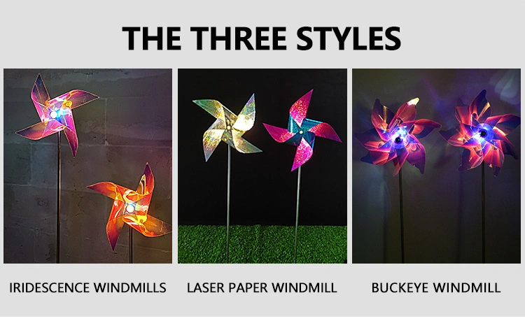 Solar Powered LED Pinwheel Lamp Multi-Color RGB Creativity Outdoor Decoration Windmill Light for Courtyard Garden Park