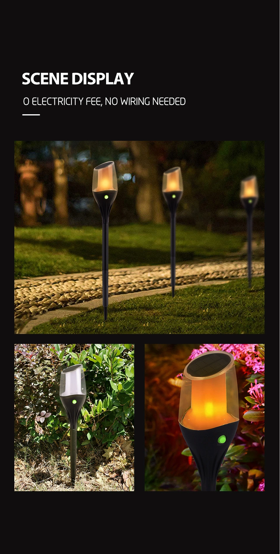 2023 New Solar Fickering Torch Light for Outdoor Garden Backyard Patio Pathway