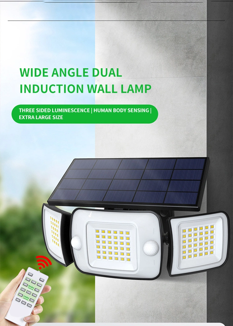 Solar Wall Lamp with Three Sides Emitting Intelligent Outdoor Courtyard Solar Light