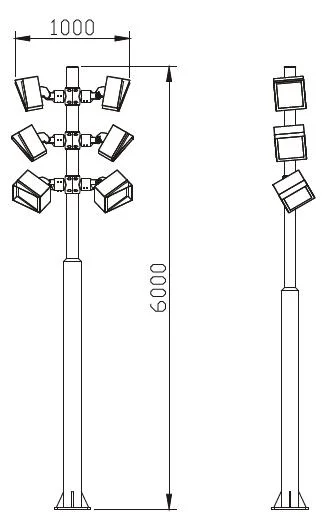 LED Flood Lights LED Parking Lot Lights Adjustable Pole Flood Control Installation High Mast Commercial Area Courtyard Lighting