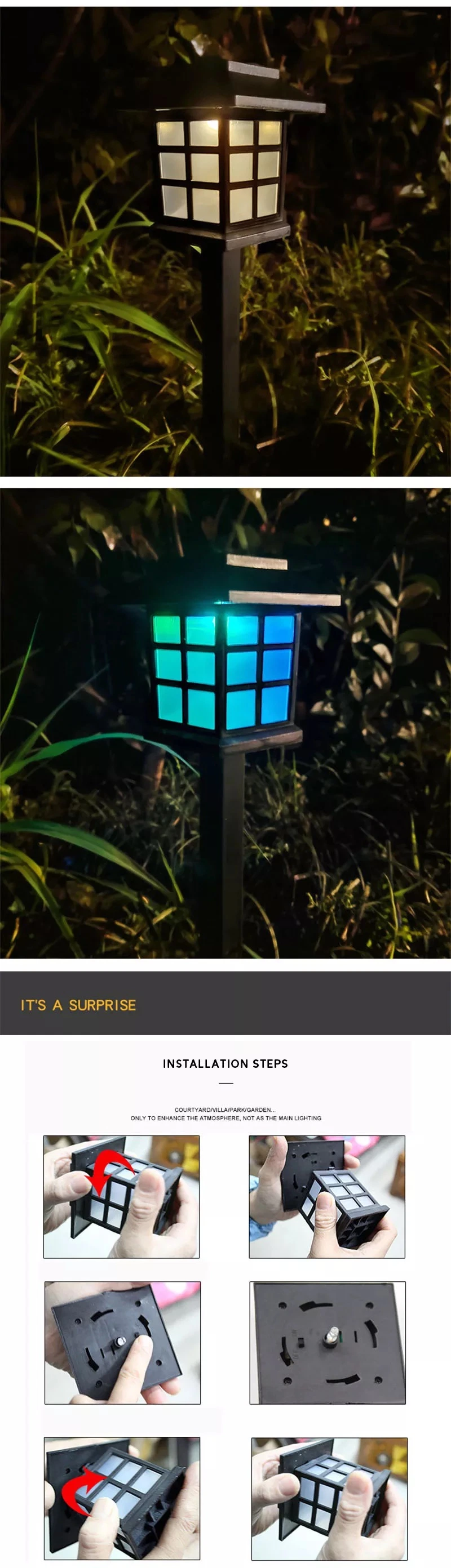 Small House Type Outdoor Rainproof Solar Lawn Lights Law for Your Yard