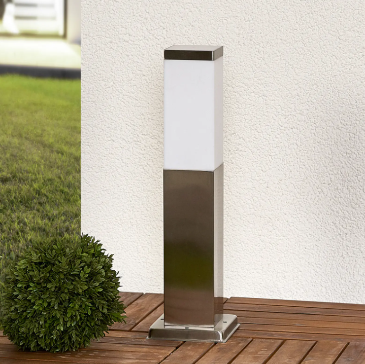 Landscape Polished Stainless Steel Square PC Shade E27 15W Lawn Garden Lights Outdoor Waterproof