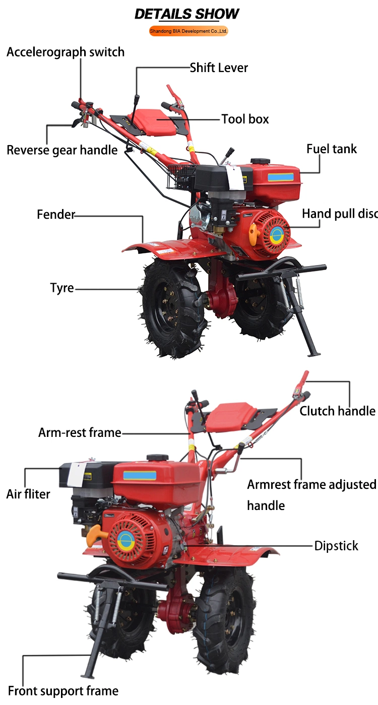 Rotary Tiller Cultivator Gear Drive Diesel Petrol Mini Power Tillers