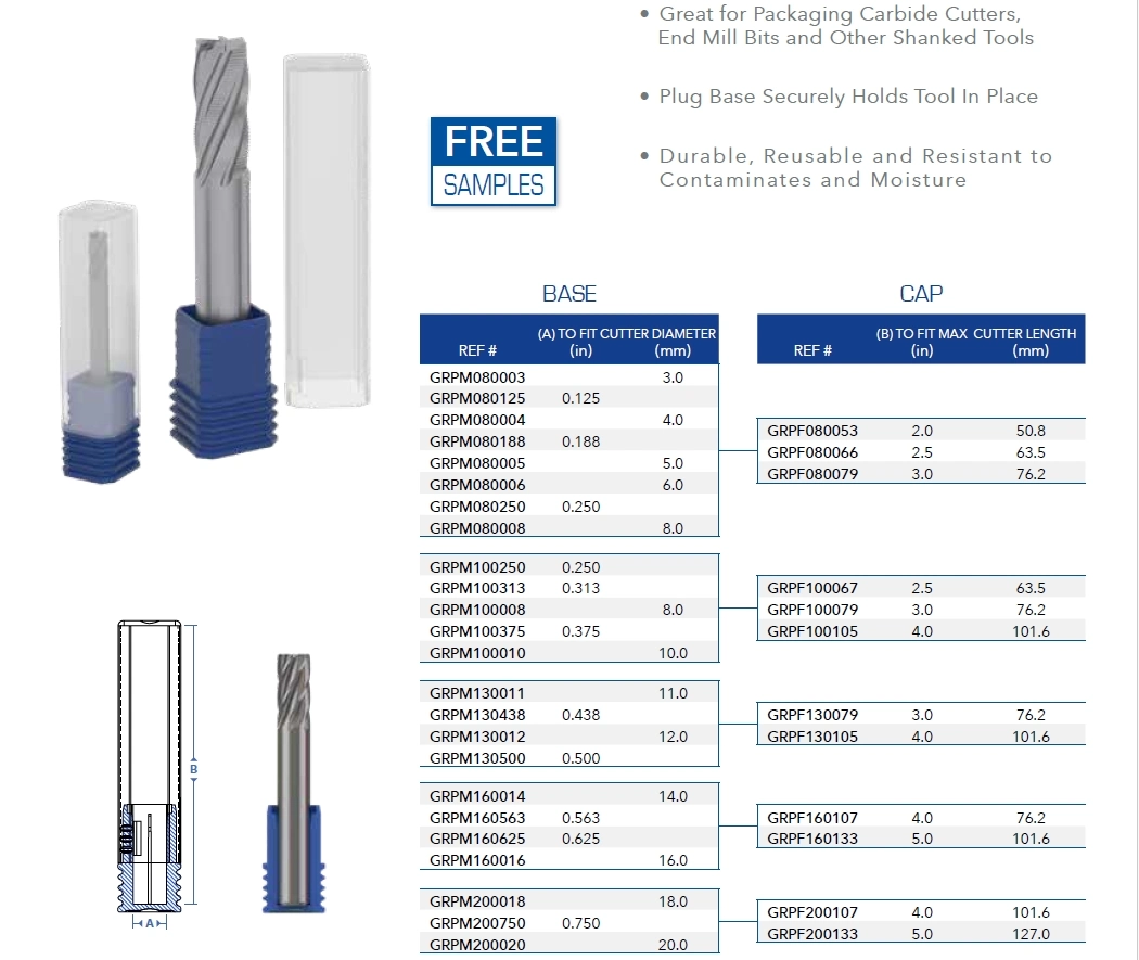 Beckett PE Shank Tools Packing Box Plastic Packaging Tube for Solid Carbide Drills Milling Cutters