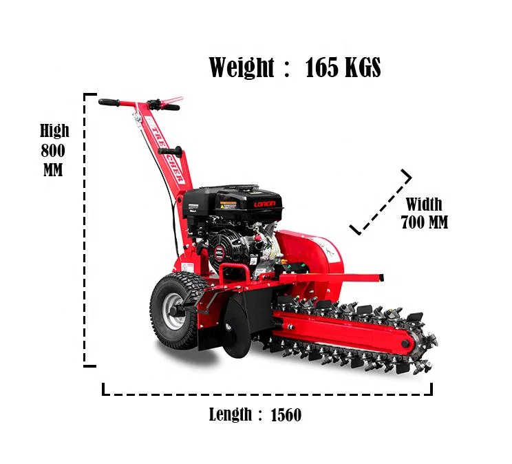 K-Maxpower 15HP Max Depth 650mm Gasoline Powered Manual Ditch Witch Trencher