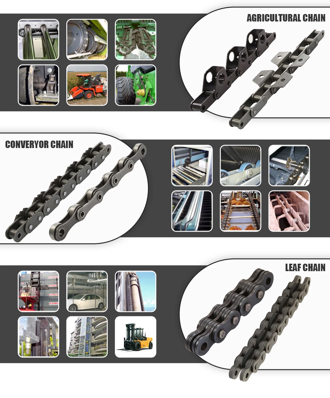 Alloy/Carbon Steel Agricultural Machinery Parts Harvest Chain S55K1, S62A2K1, S77K1