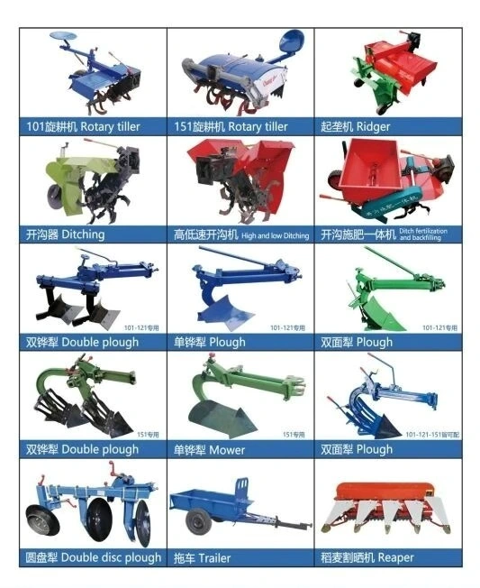 Rotary Cultivator Diesel Engine Petrol Mini Rototiller Farm Machinery Tractor Rear Tine Power Tiller for Agriculture