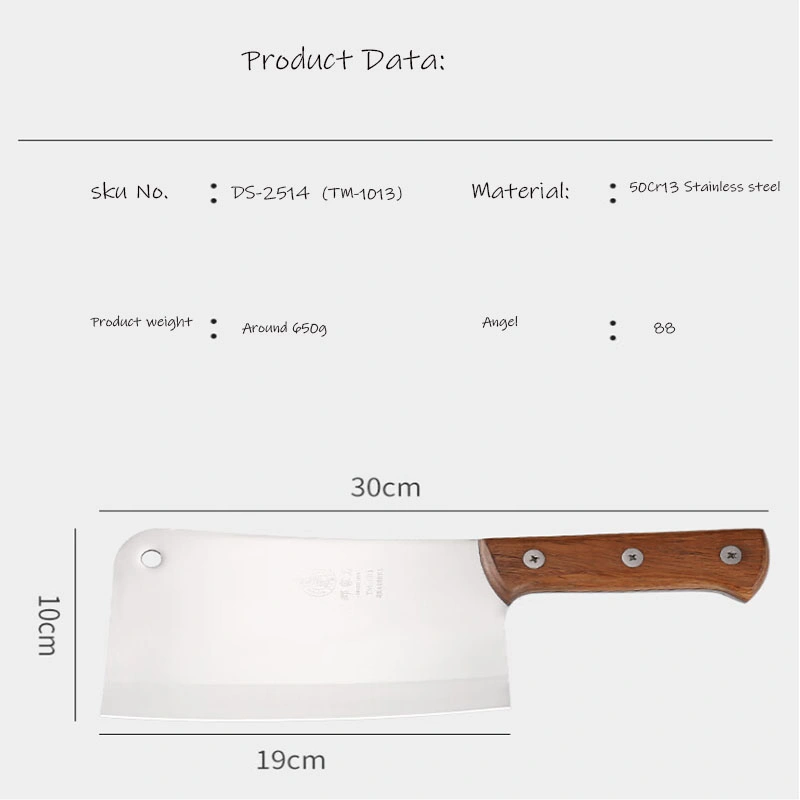 Ds-2514 2024 Custom Chopper Stainless Steel Kitchen Chef Knife for Cutting Bones Butcher Knife with Wooden Handle Kitchen Knife