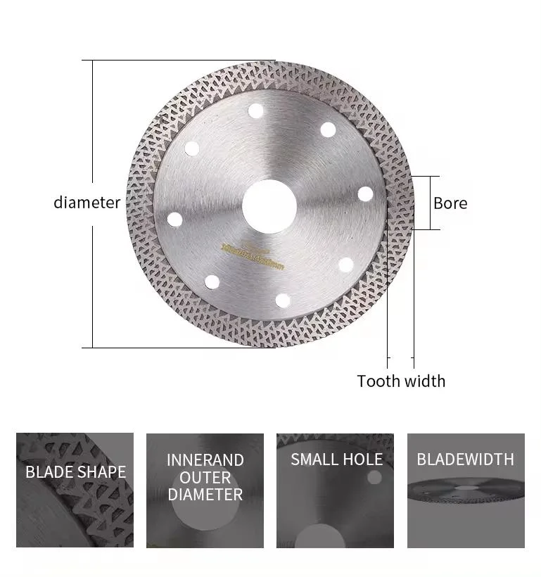 Diamond Disk 105 106 115 mm Mesh Thin Turbo Dry Wet Cutting Saw Blade