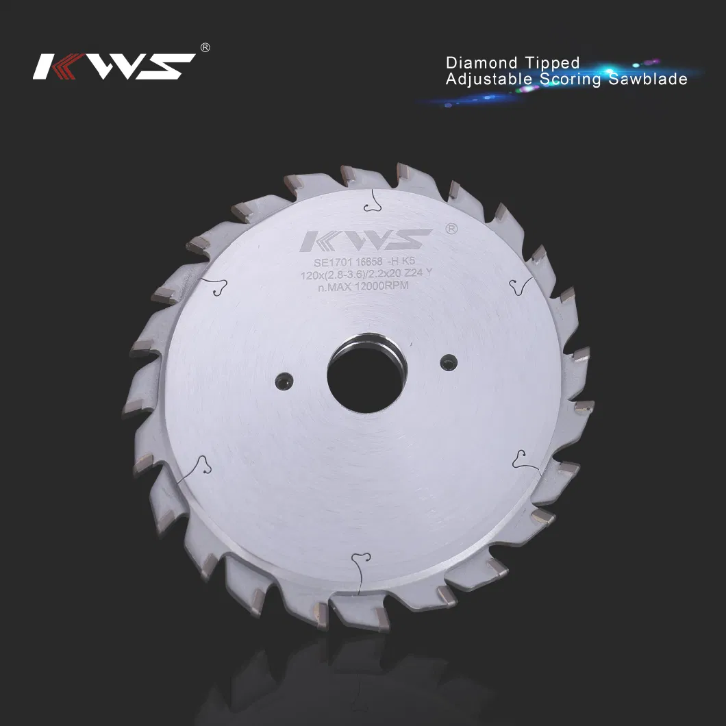 120*20/22 PCD Adjustable Scoring Saw Blade for Coated Wood-Base Wood Working Tool