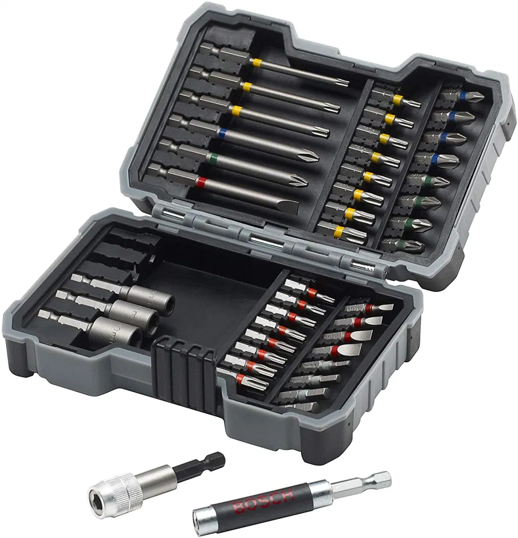 Professional 43-Piece Extra Hard Screwdriver Bit and Nutsetter Set (1/4&quot; Hexagonal Shank, Drill Driver Accessories, In Case)