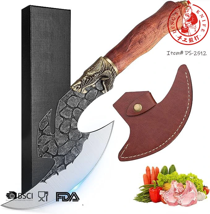 Ds-2514 2024 Custom Chopper Stainless Steel Kitchen Chef Knife for Cutting Bones Butcher Knife with Wooden Handle Kitchen Knife