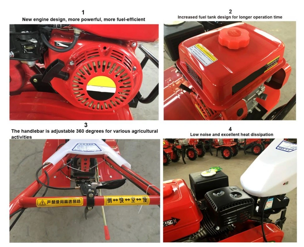 Agricultural Machinery Mini Walking Tractor Diesel Engine Gear Drive Power Tiller with Light with Cover