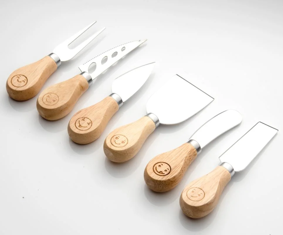 6PCS Set Cheese Knives with Wood Handle Stainless Steel Cheese Slicer