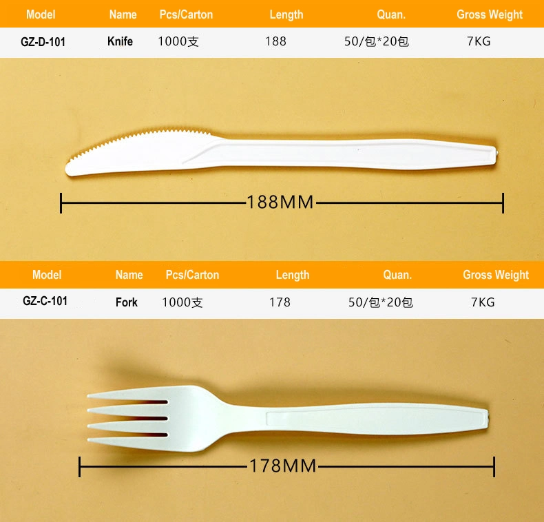 100% Portable High Quality Disposable Cutlery Spoons Forks Knives