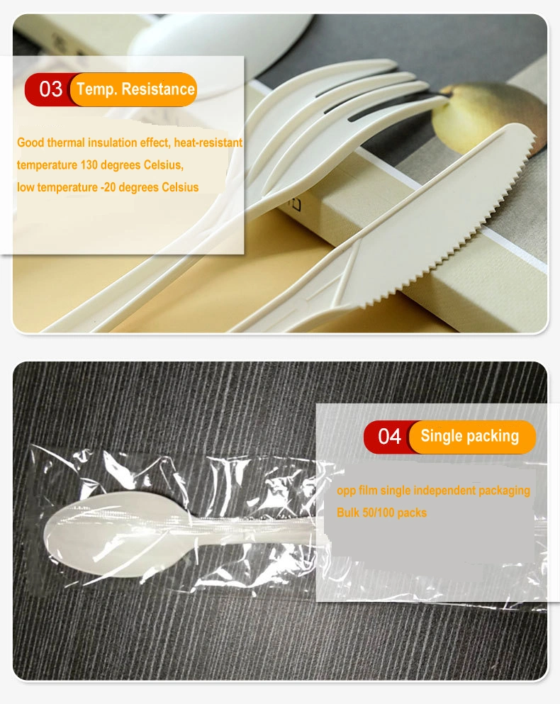 Heavy Duty Disposable Cutlery Flatware Sets PLA Spoons Forks and Knives