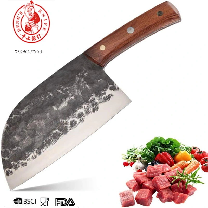 Ds-2508 Meat Cleaver Boning Knife Hand Forged Butcher Chef Knife Fishing Fillet Knife Full Tang with Leather Sheath Professional Kitchen Chopper for Outdoors