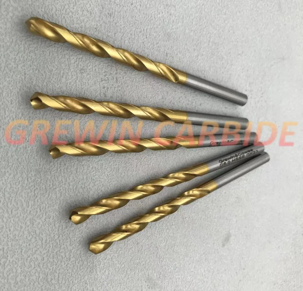 Grewin High Quality CNC Machine HSS Drills DIN338 Straight Shank Dia 5mm With Tin Coating