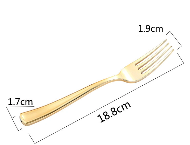 Wedding Party Rose Golden Cutlery Set Plastic Disposable Spoon Fork Knife for Party