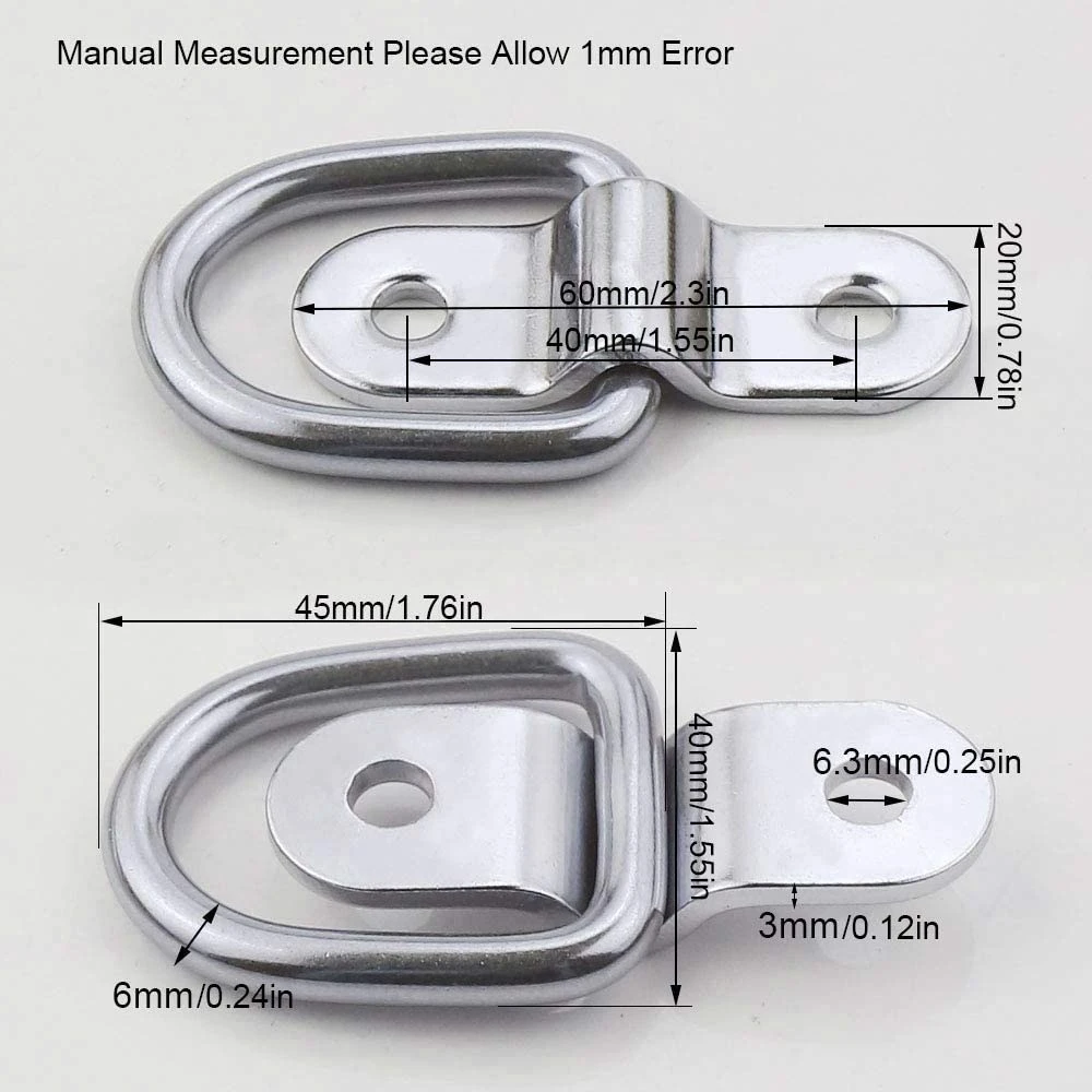 Lashing Eyelets Ring Stainless Steel, D Ring for Trailer, Trucks, Boat Accessories