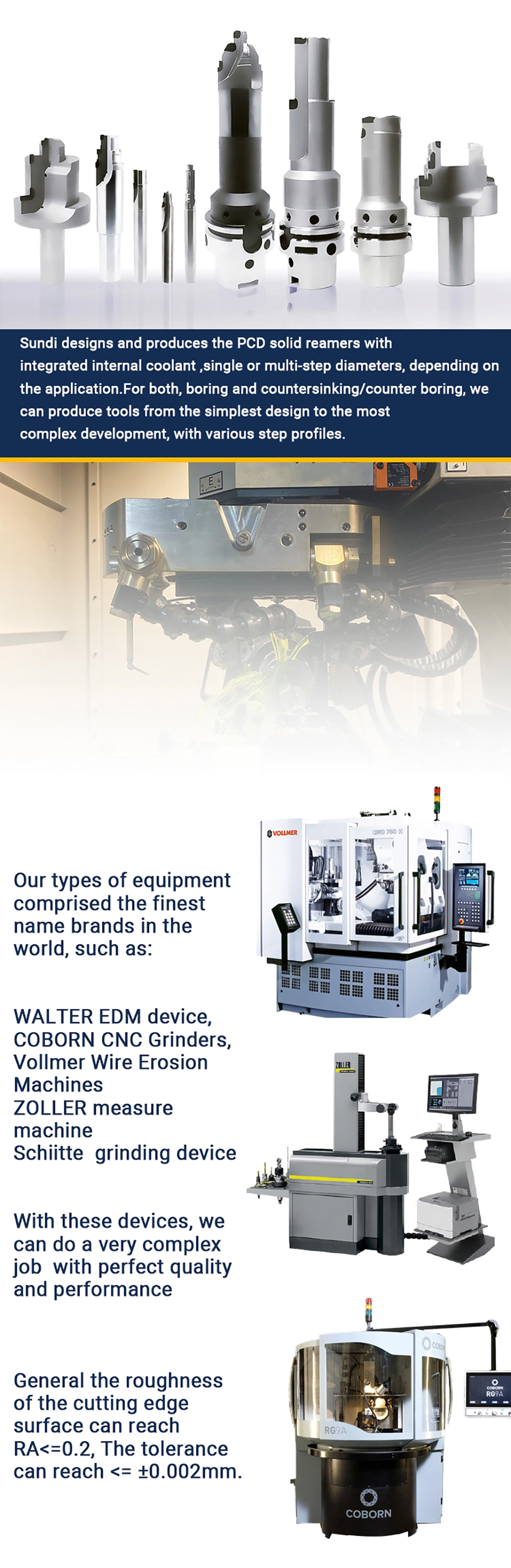 Cost-Effective Internal External Coolant Solid Carbide Step PCD Drilling Reamer for Forming Holes